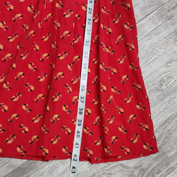 Salvatore Ferragamo Vintage Red All Over Print Dress 100% Silk 80s Size 44 - Picture 7 of 13